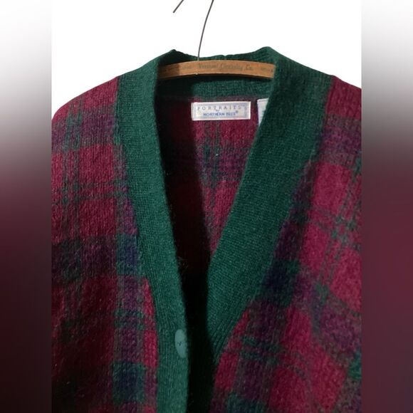 Northern Isles Sweater Size M Plaid Fuzzy Mohair Cardigan - Picture 4 of 5